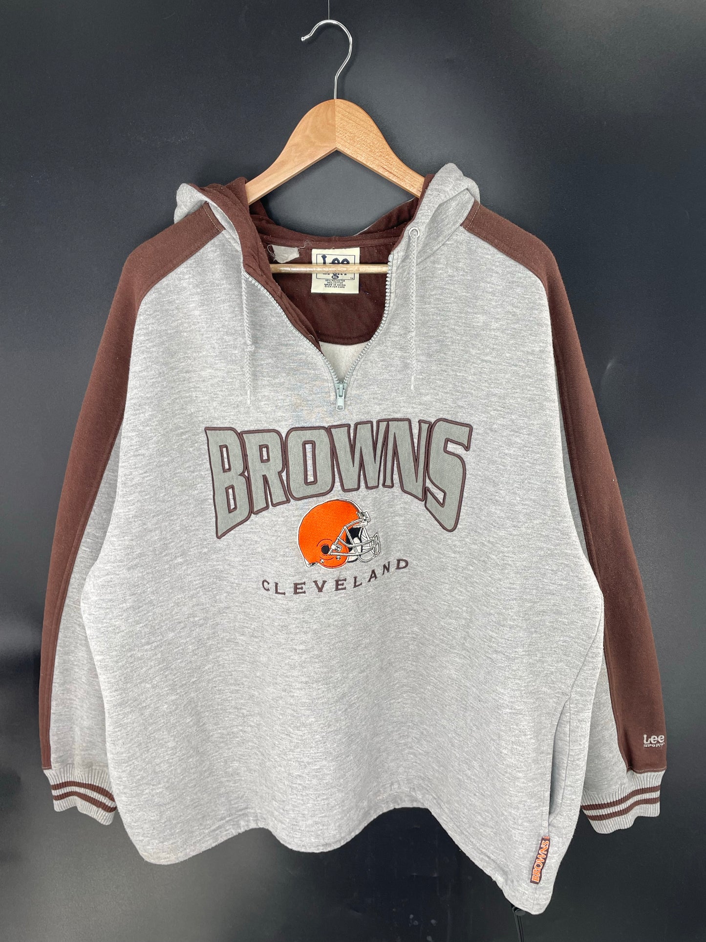 90’s CLEVELAND BROWNS Size XL Vintage NFL Half Zip Hoodie Sweat-Shirts/ K8629