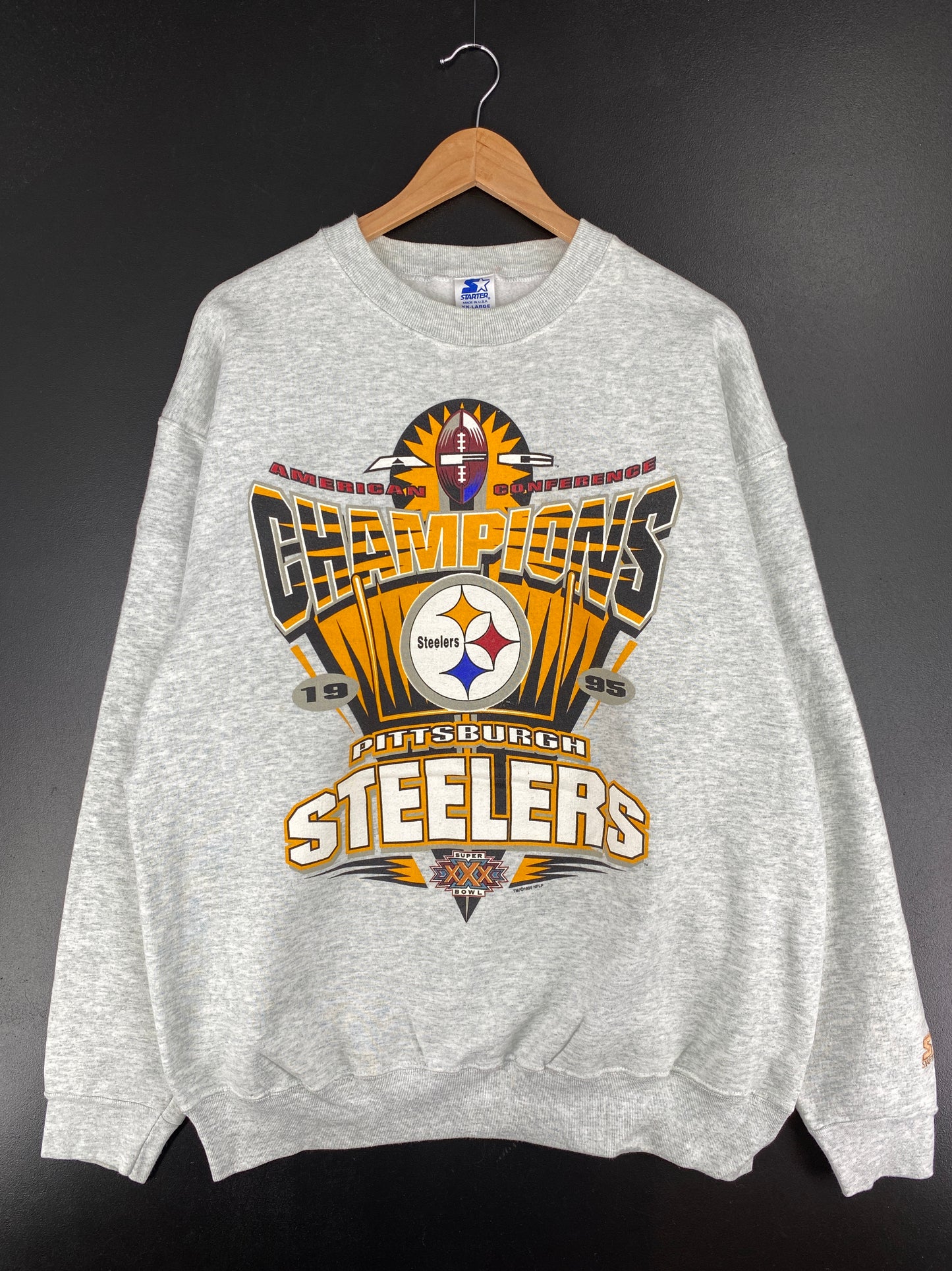 1995 STARTER x PITTSBURGH STEELERS Made in USA Size XXL Vintage NFL Sweat-Shirt/ A5559