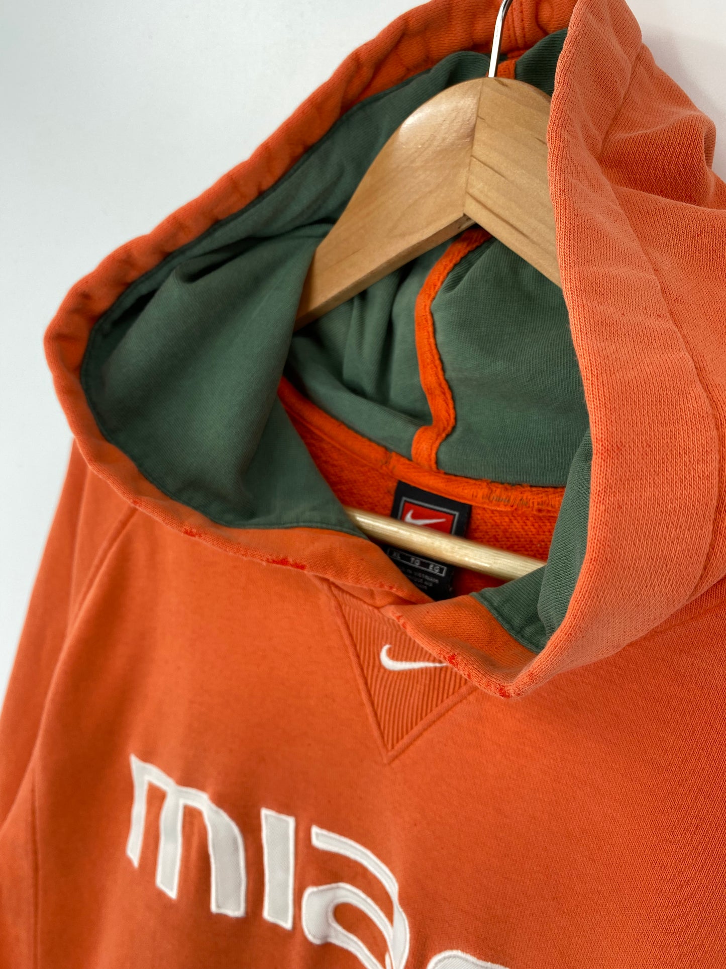 00' NIKE UNIVERSITY OF MIAMI Size XL Vintage College Hoodie Sweat-Shirts/ K9833