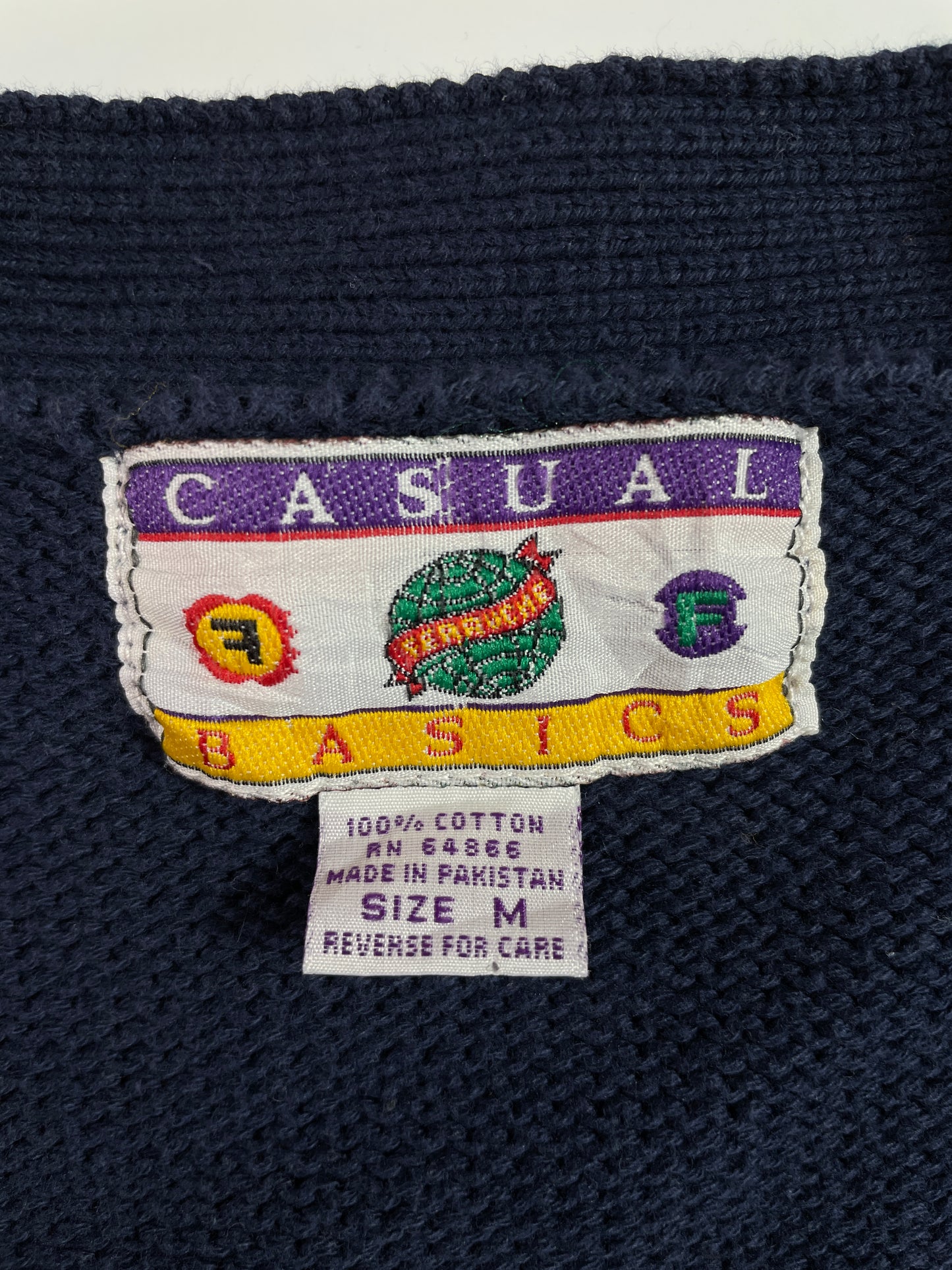 90’s CASUAL BASIC Size M Cotton Knit Cardigan / E3437K