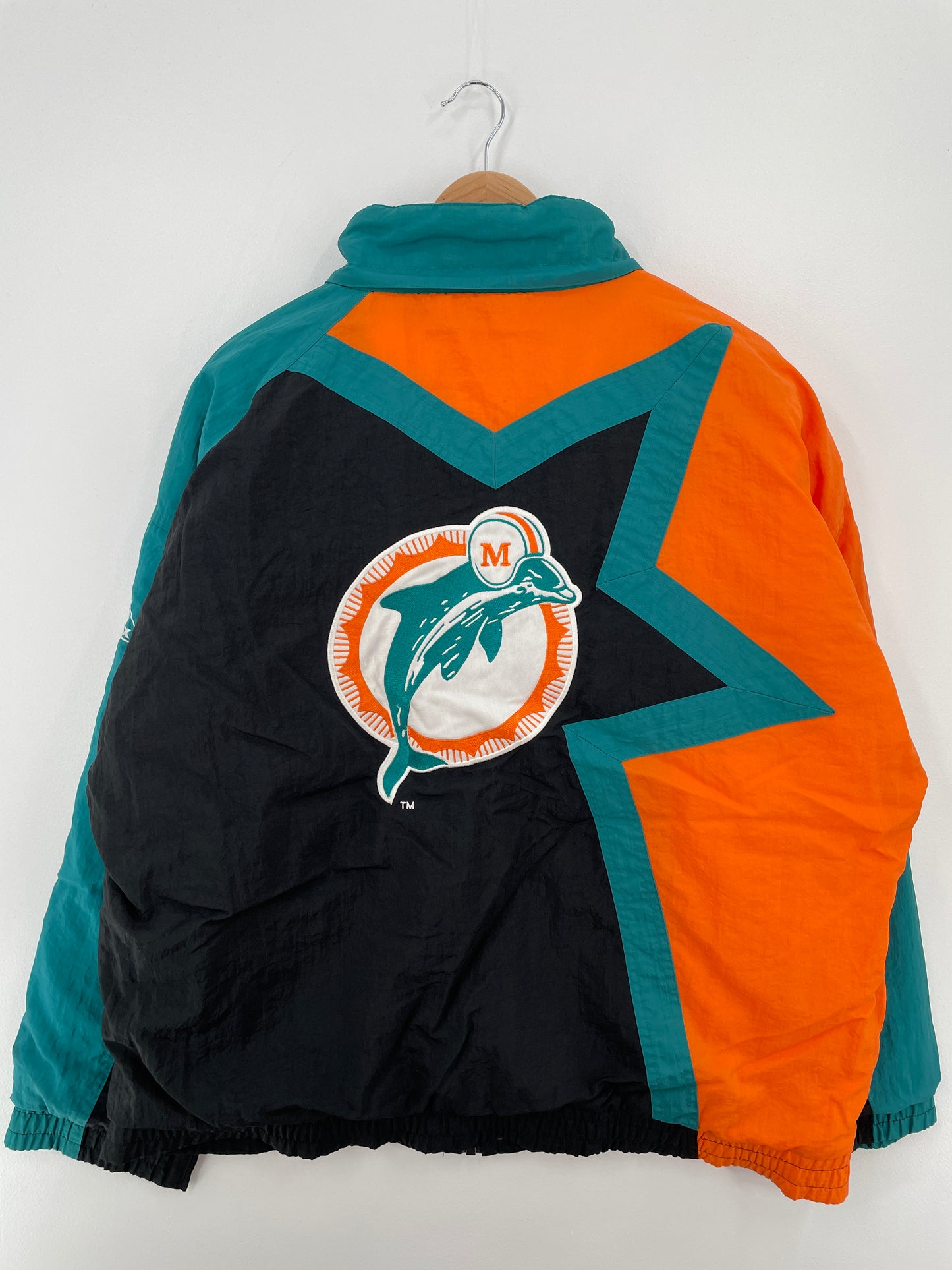 90’s MIAMI DOLPHINS Size L NFL Padded Nylon Jacket / A8278