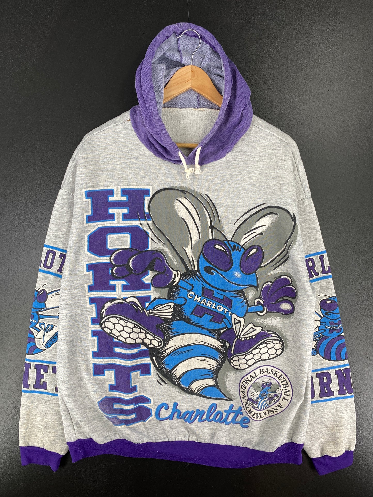 90’s CHARLOTTE HORNETS (No tag) Approx. Size XL Vintage NBA Hoodie Sweat-Shirt / A4952