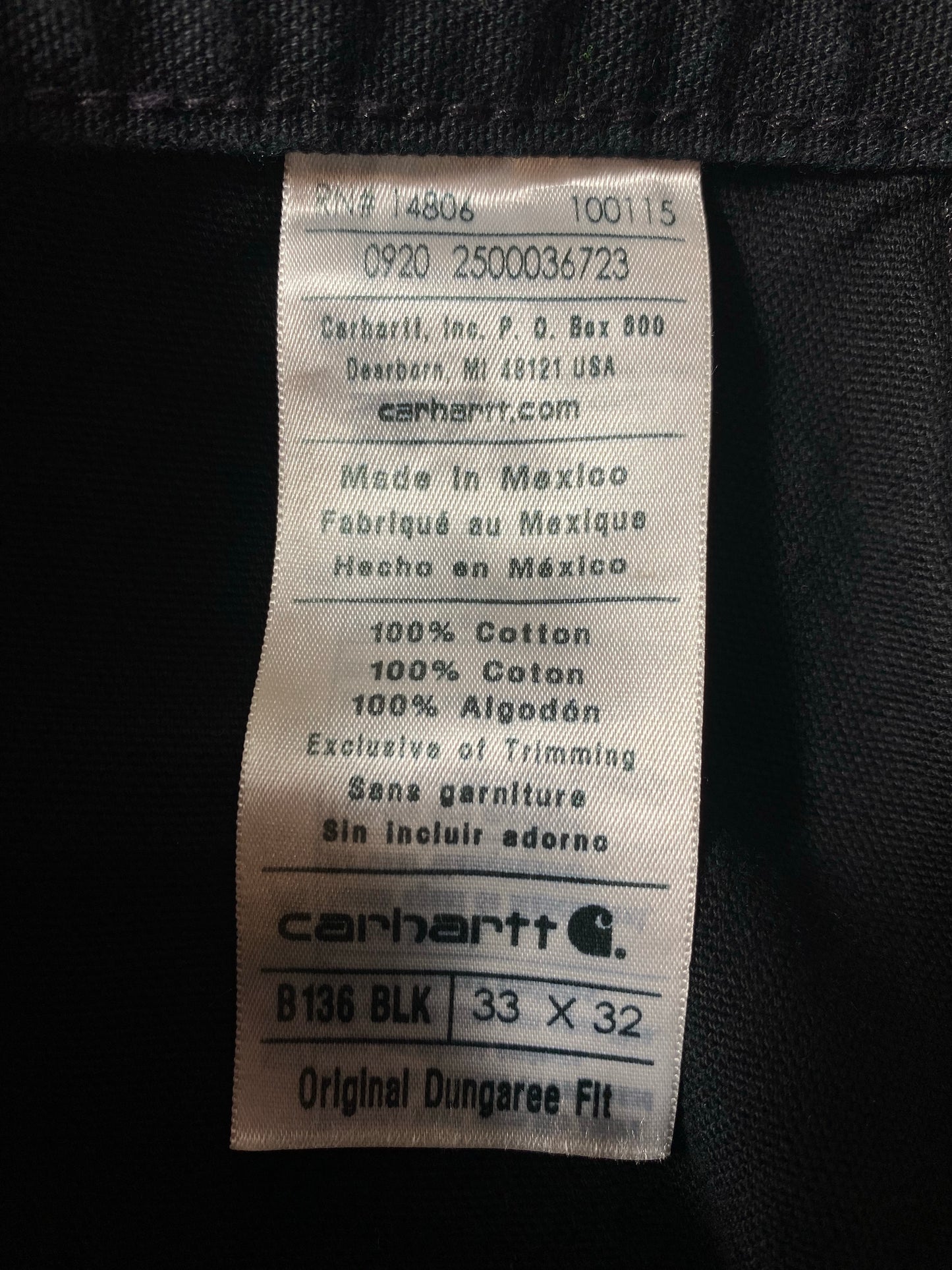 Vintage CARHARTT Size 33x32 Double Knee Duck Pants / K8207