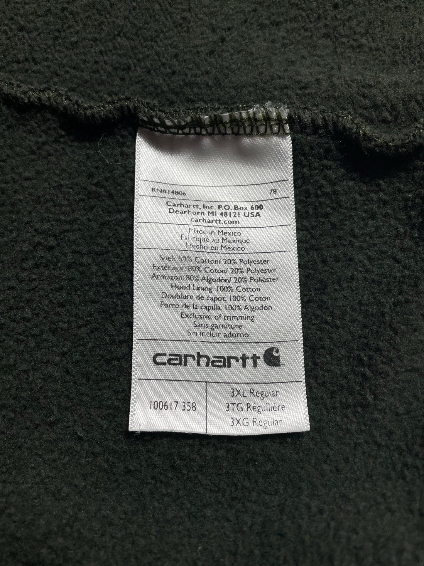 Vintage CARHARTT Size XXXL Half Zip-up Hoodie Sweat-Shirt / K9090