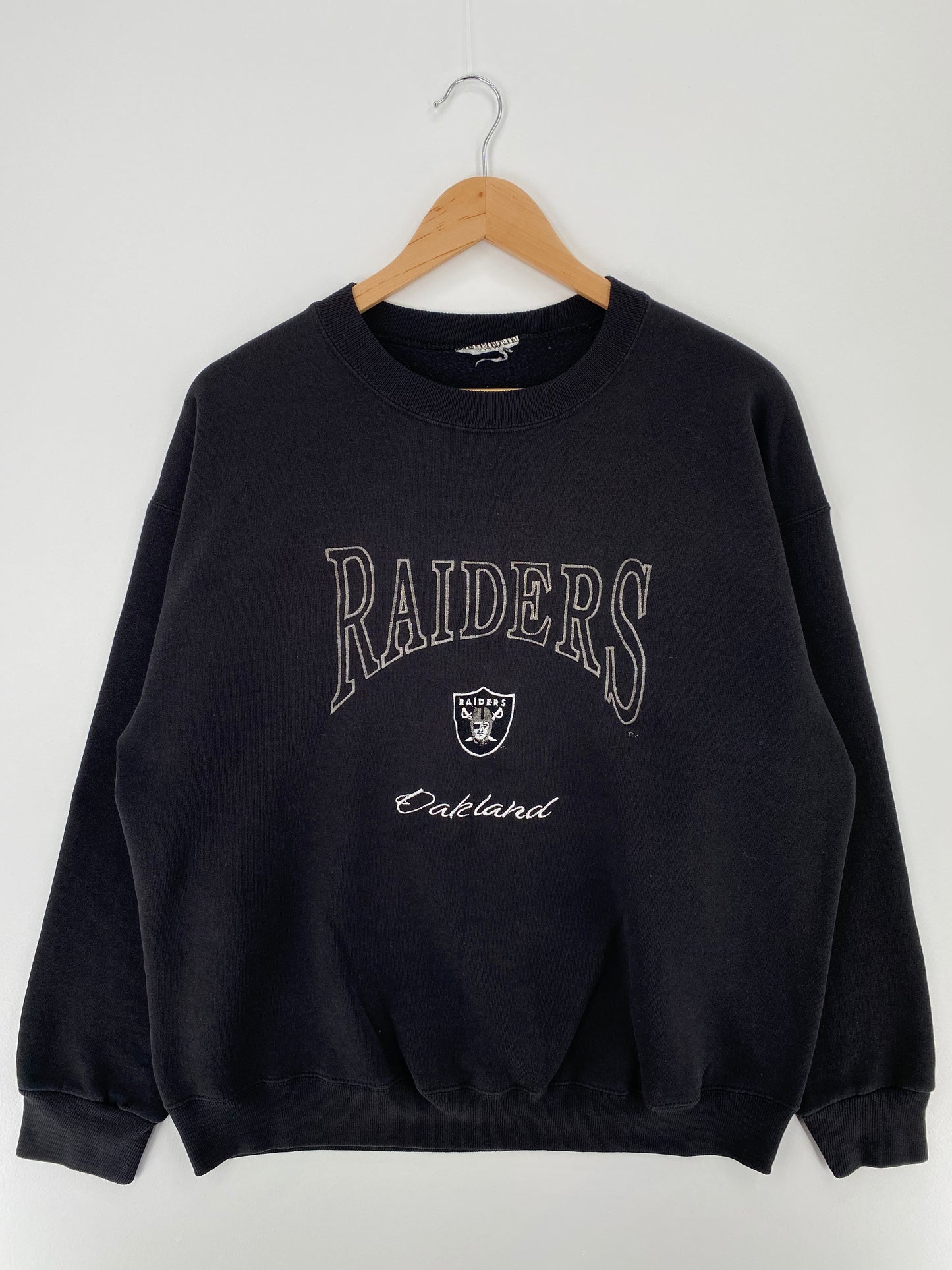 90’s RAIDERS Size No Tag (Approx.L) Vintage NFL Sweat-Shirts/ A215