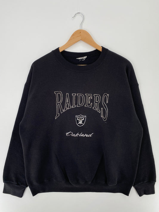 90’s RAIDERS Size No Tag (Approx.L) Vintage NFL Sweat-Shirts/ A215