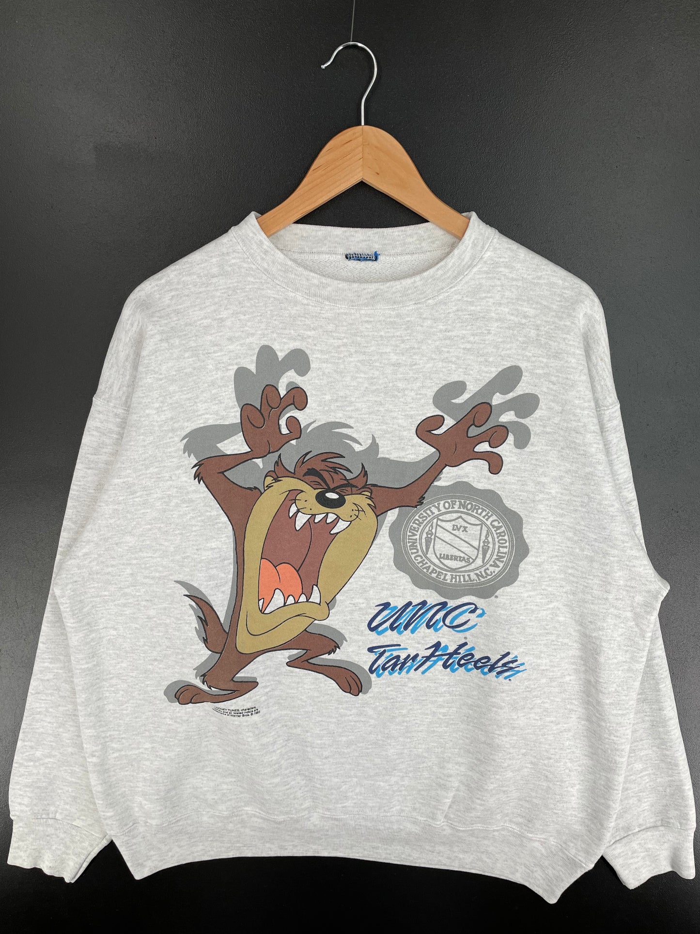 1993 NORTH CAROLINA TAR HEELS x LOONEY TUNES TAZ Size No Tag(Approx.XL) Vintage College Sweat-Shirt / A2725