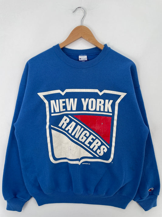 1993 CHAMPION x NEW YORK RANGERS Size L Vintage NHL Sweat-Shirt / E4088S