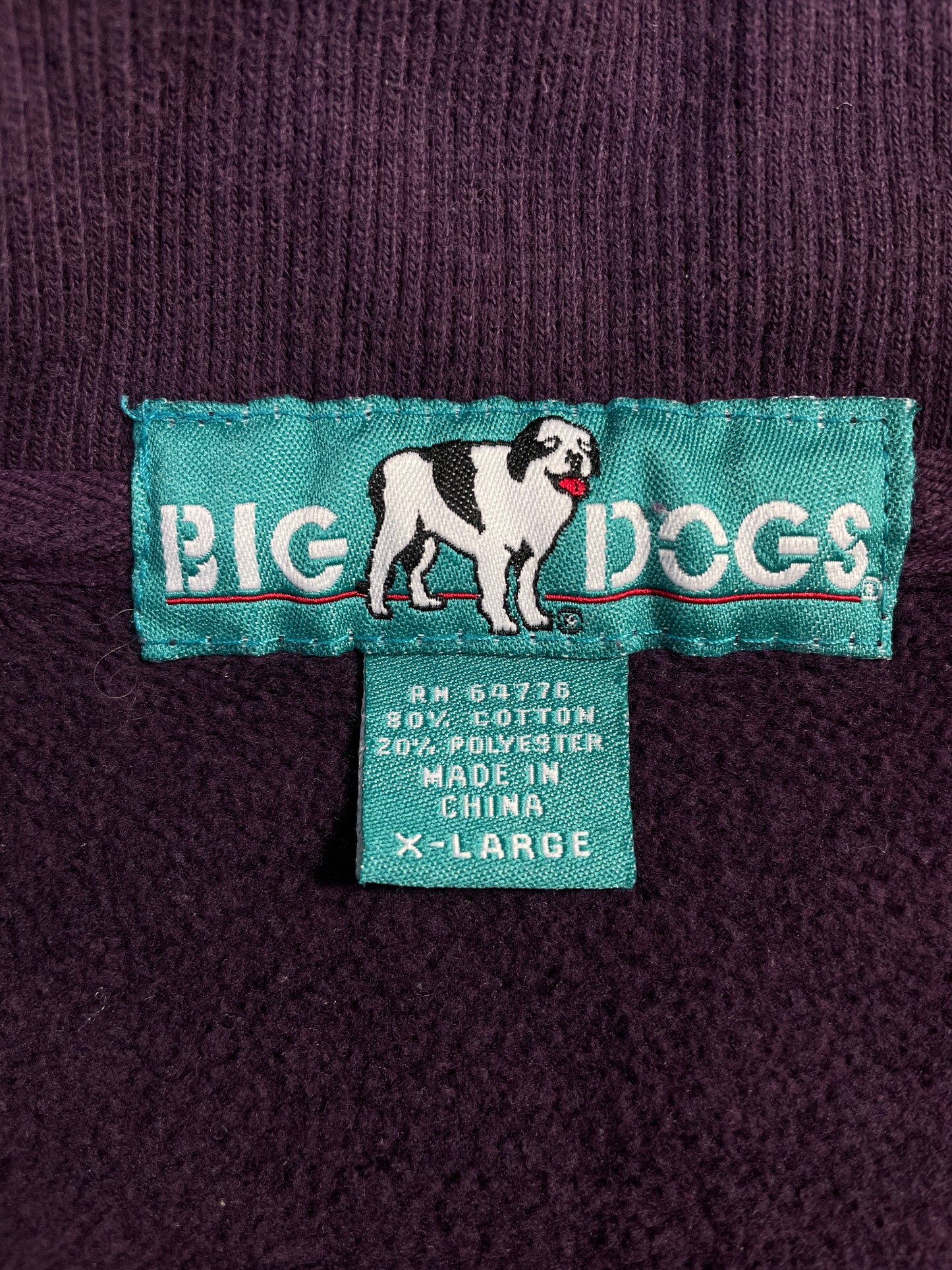 Vintage BIG DOG Size XL Vintage Animal Half Zip Sweat-shirt / E139