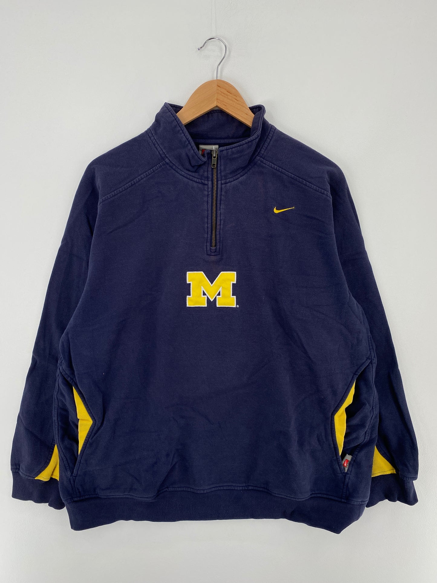 00' NIKE MICHIGAN STATE Size L Vintage Half Zip Sweat-Shirt / A9889