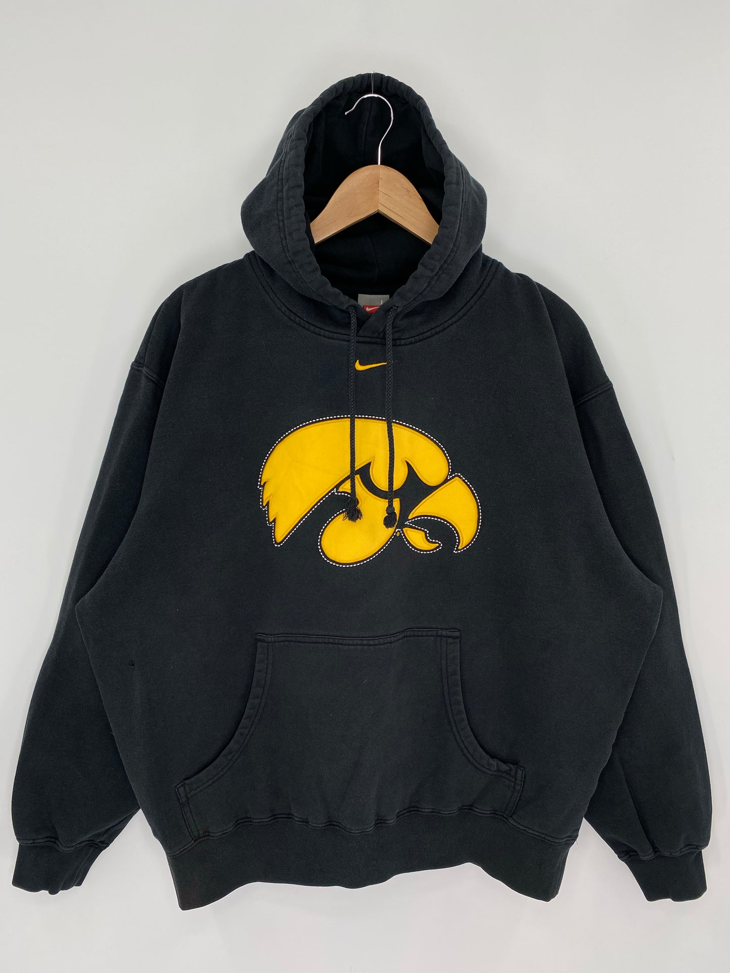 00' NIKE IOWA HAWKEYES Size L Vintage College Hoodie Sweat-Shirt / K8544