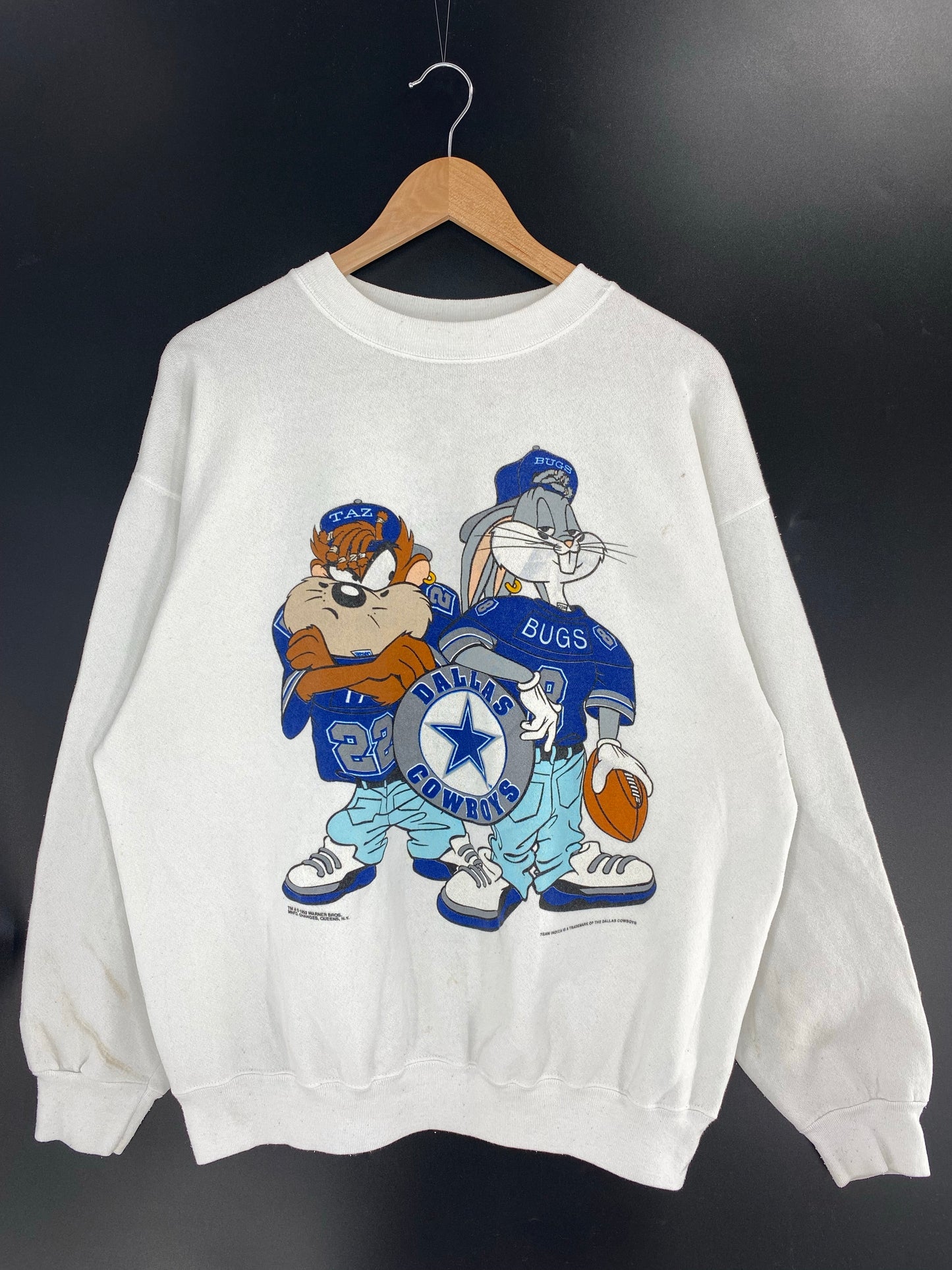 1993 LOONEY TUNES x DALLAS COWBOYS Size XL Vintage NFL Sweat-shirt / K7138
