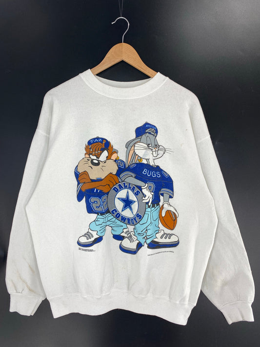 1993 LOONEY TUNES x DALLAS COWBOYS Size XL Vintage NFL Sweat-shirt / K7138