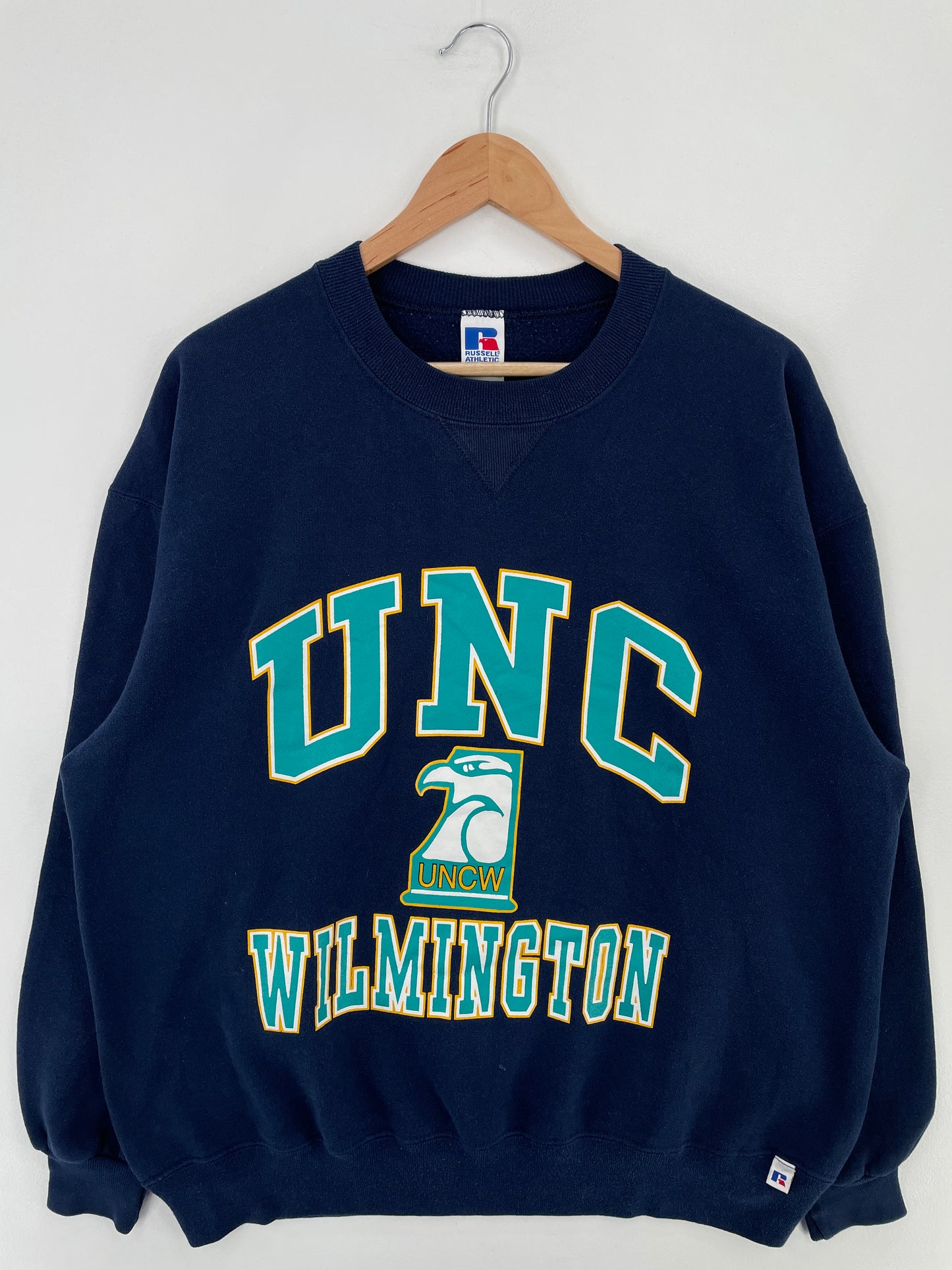 90's RUSSELL x UNC WILMINGTON Made in USA Size XL Vintage College Sweat-Shirt / E1842S