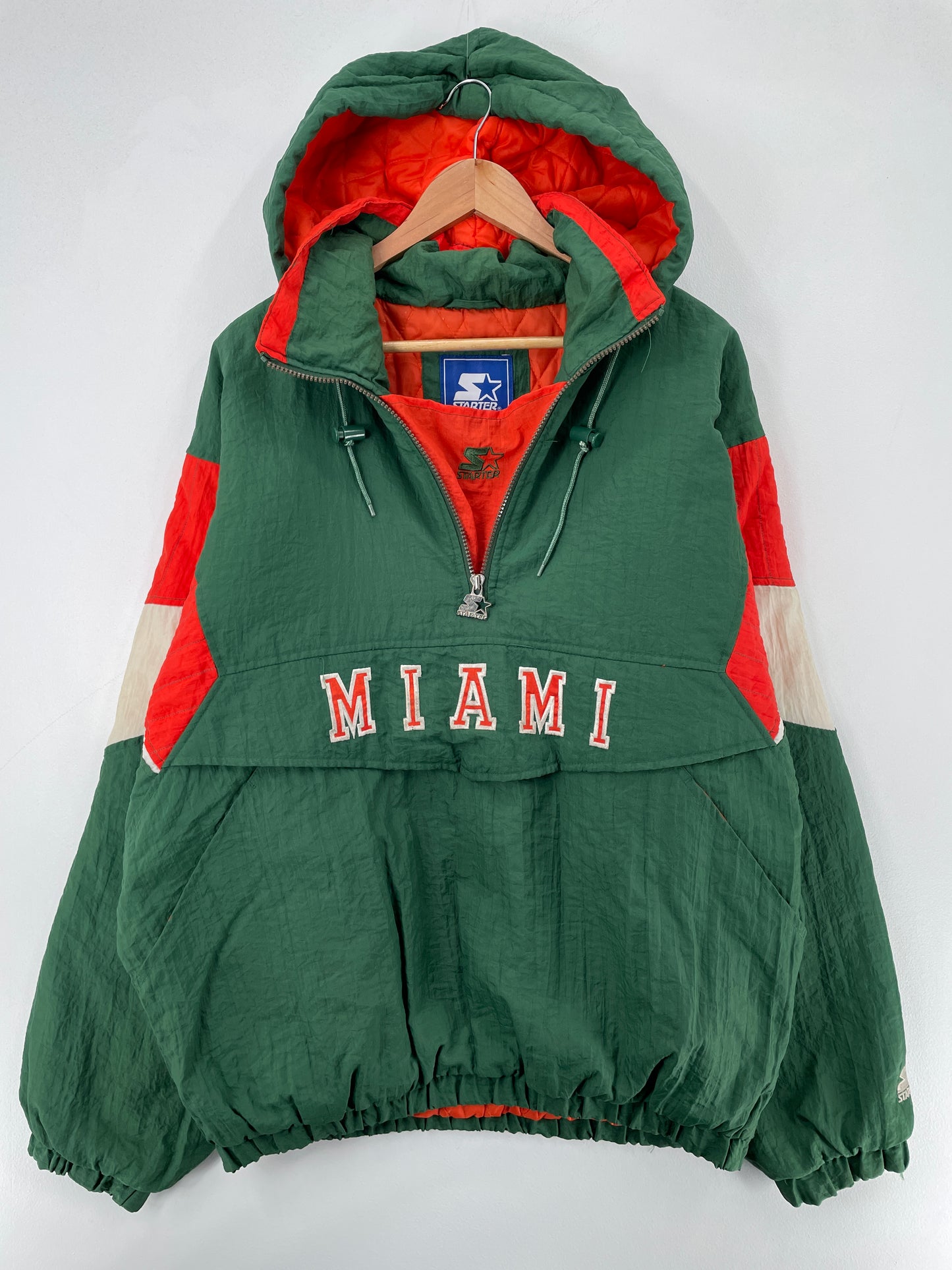 90’s STARTER x MIAMI HURRICANES Size L College Padded Nylon Jacket / E2526J