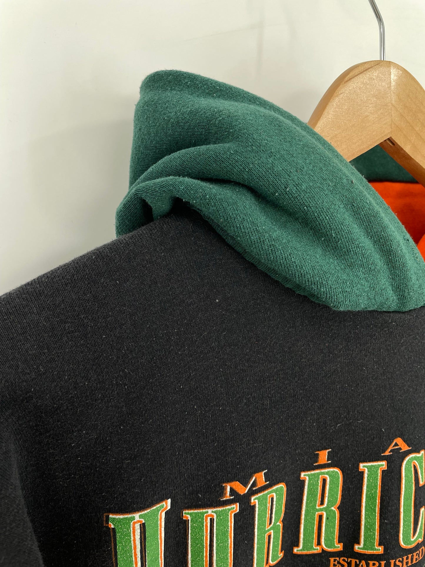 90’s MIAMI HURRICANES Made in USA Size M Vintage College Hoodie Sweat-Shirt / K8565