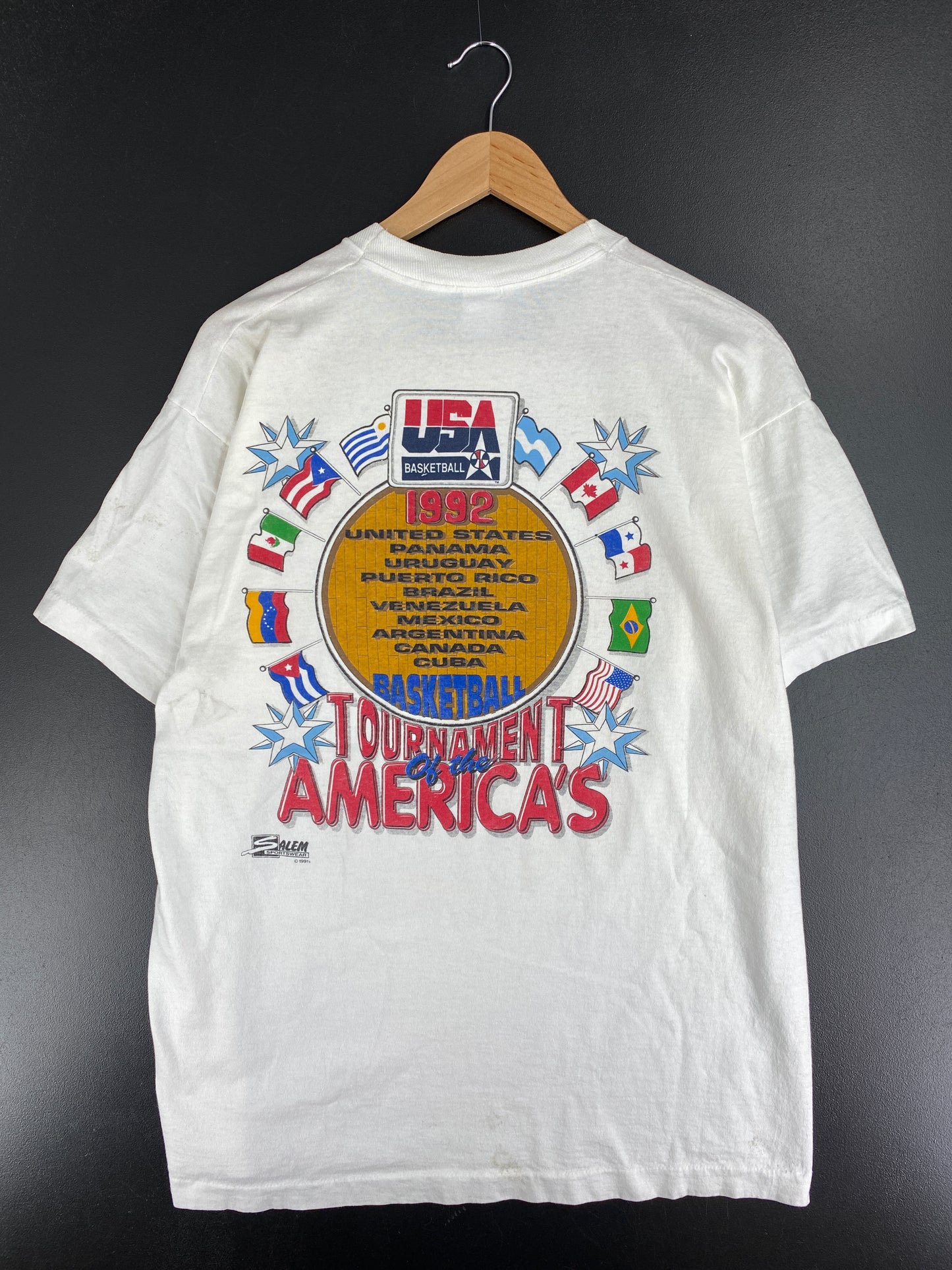 1991 USA BASKETBALL Made in USA Size XL Vintage T-Shirts / A6286