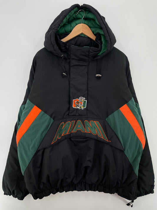90’s STARTER x MIAMI HURRICANES Size XXL College Padded Nylon Jacket / A8275