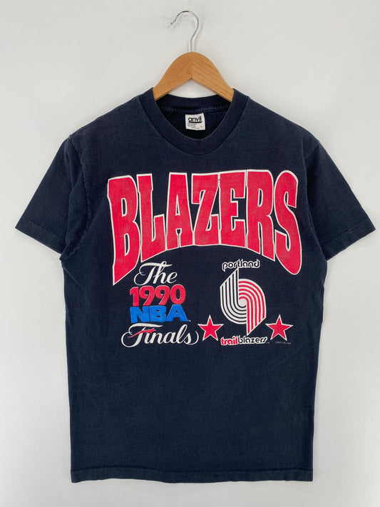 .1990 PORTLAND BLAZERS Made in USA Size L Vintage NBA T-Shirt / E6089T