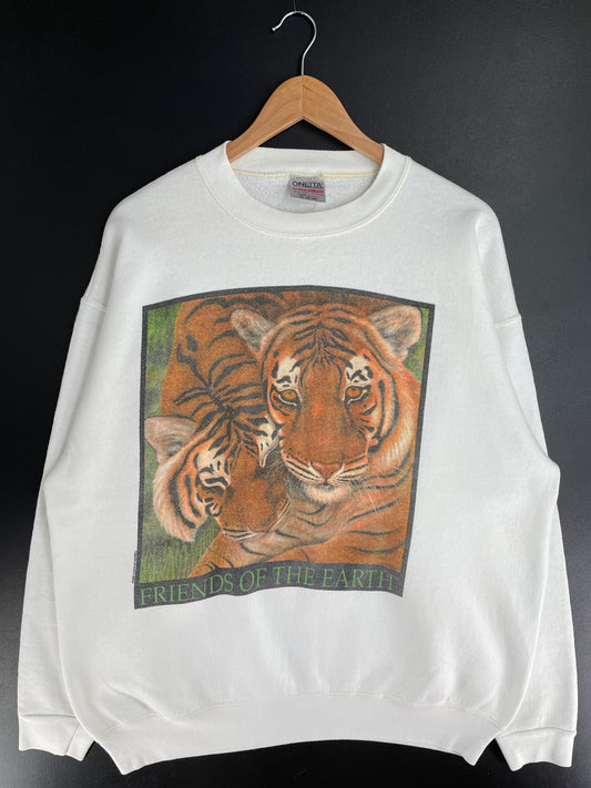 1992 TIGER Made in USA Size XL Vintage Animal Sweat-Shirt / E708