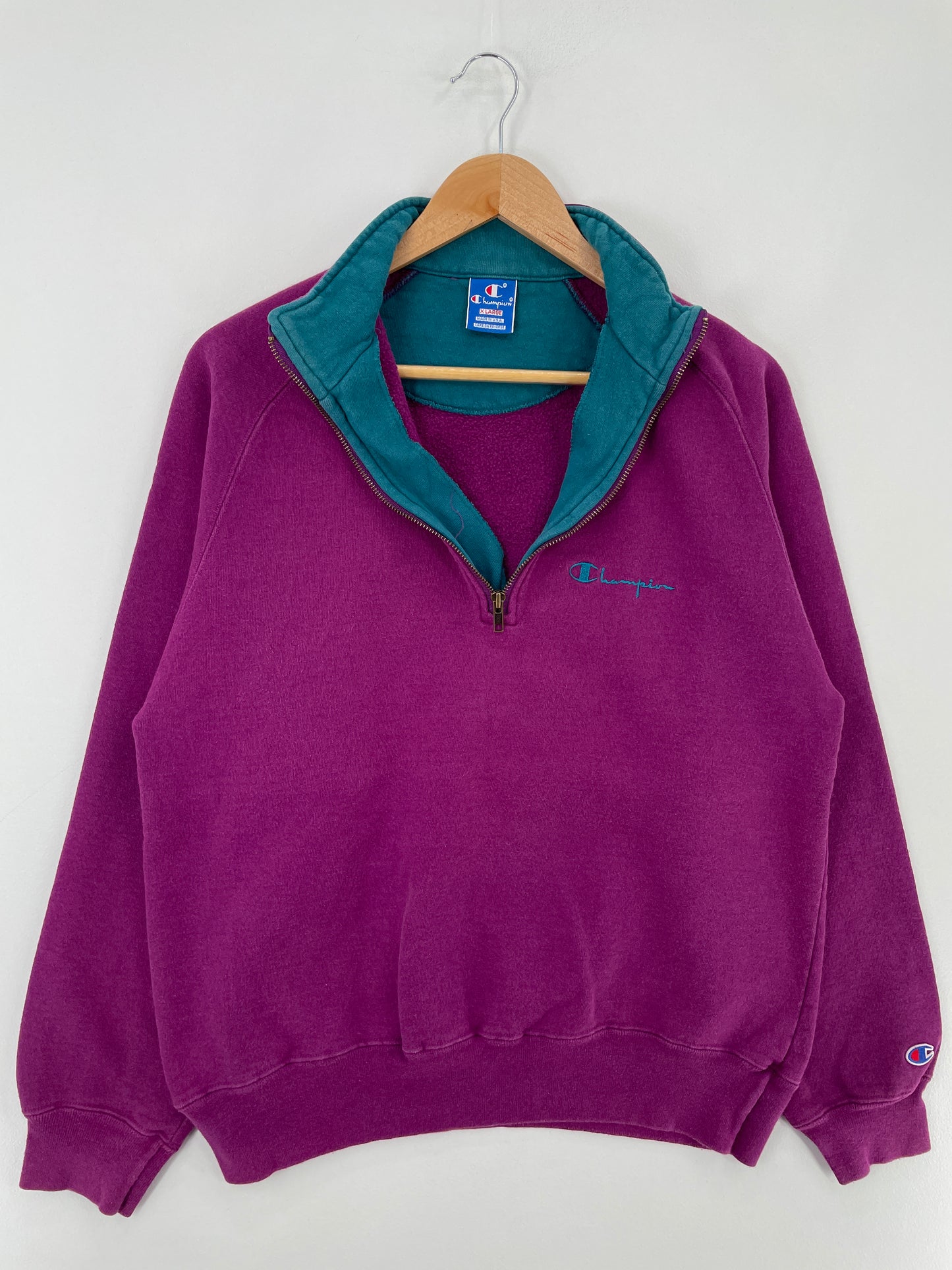 90's CHAMPION Made in USA Size XL Vintage Half zip Sweat-Shirt / E4998S