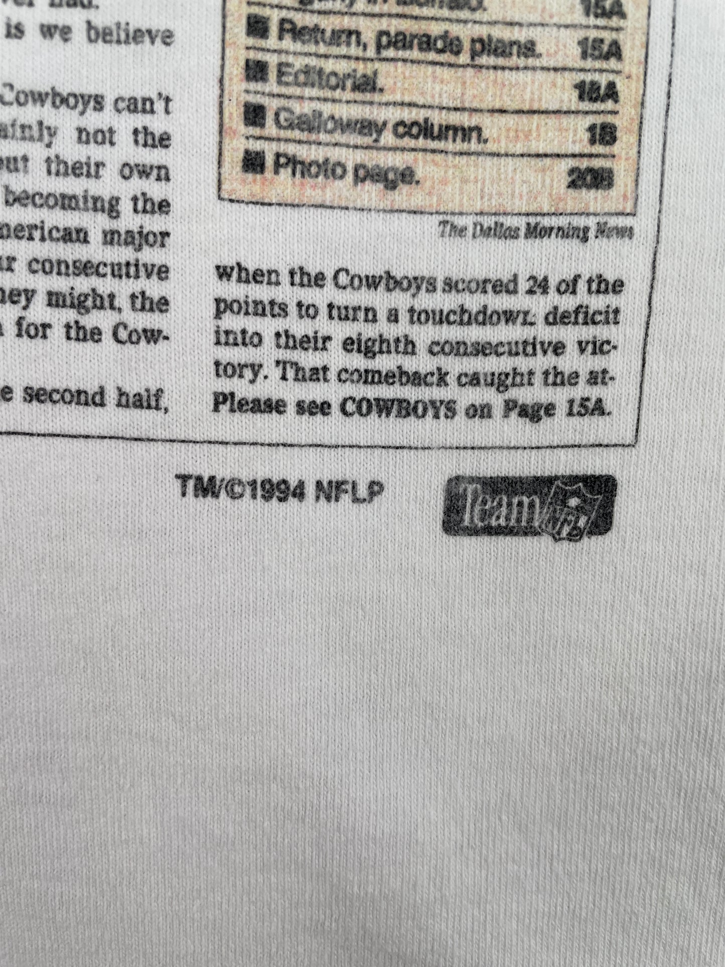 1994 DALLAS COWBOYS Made in USA Size XL Vintage NFL T-shirt / A4151