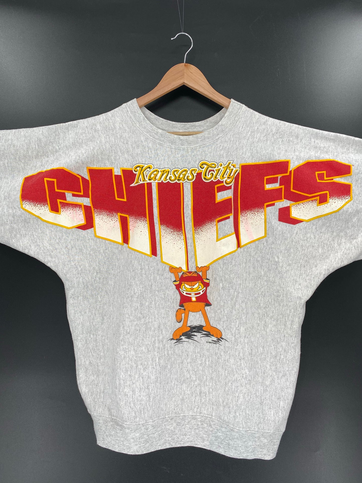 1994 GARFIELD KANSAS CITY CHIEFS Made in USA Size L Vintage NFL Sweat shirt / K5633