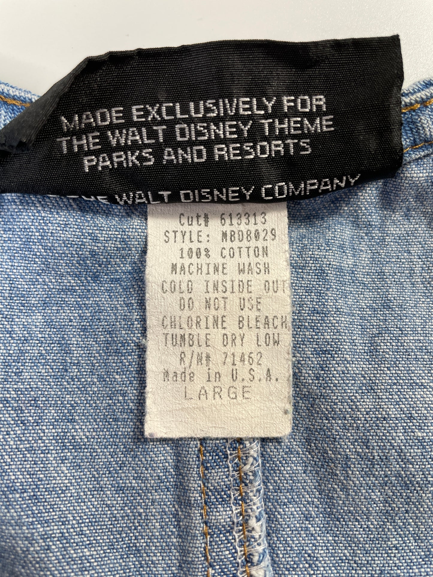 90's DISNEY MICKEY Made in USA Size L Vintage Denim Overall Dress / E6659P