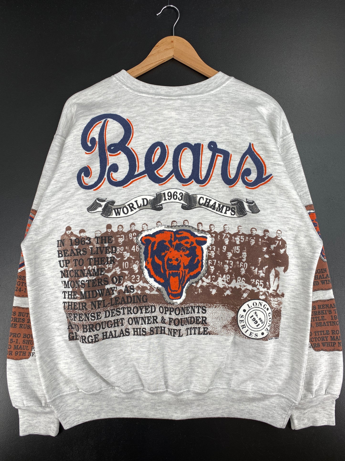 1991 CHICAGO BEARS Made in USA Size XL Vintage NFL Sweat-Shirt / A3407