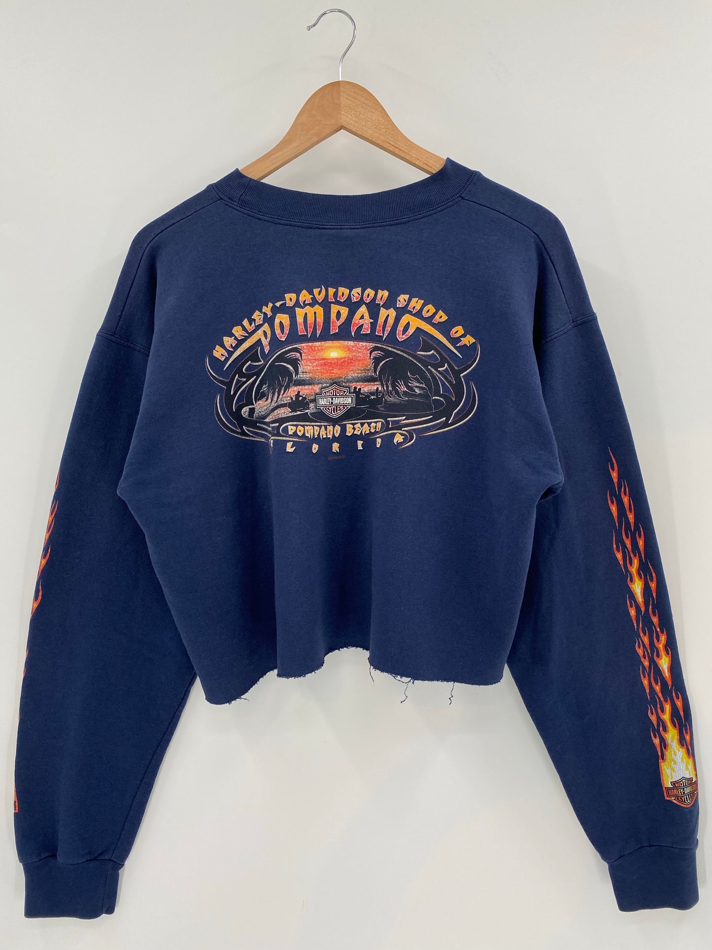 Vintage HARLEY DAVIDSON Size L Cropped Sweat-Shirt / K6747