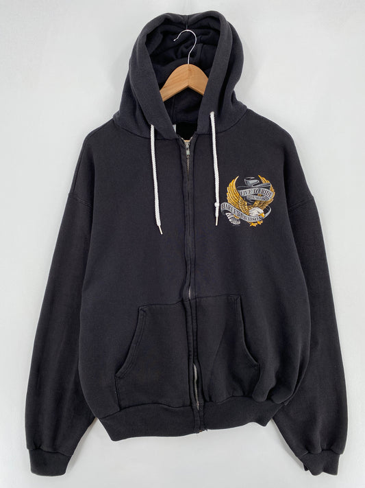 1990 HARLEY DAVIDSON Size XL Vintage Zip Up Hoodie Sweat-Shirt / E1041