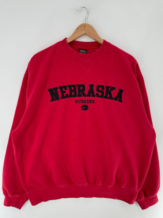 00' NIKE x NEBRASKA HUSKERS Size L Vintage College Sweat-shirt / E5785S