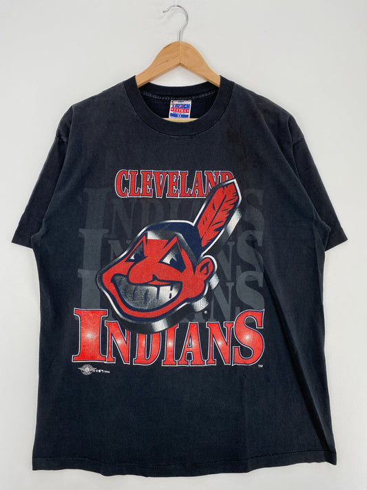 1994 CLEVELAND INDIANS Made in USA Size XL Vintage MLB T-Shirt / A4665