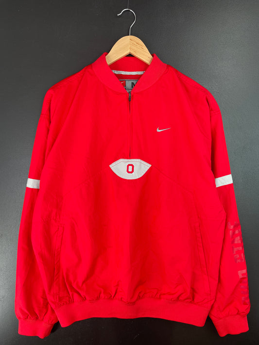 00's NIKE x OHIO STATE Size M Vintage College Hal-Zip-up Nylon Jacket / A7166