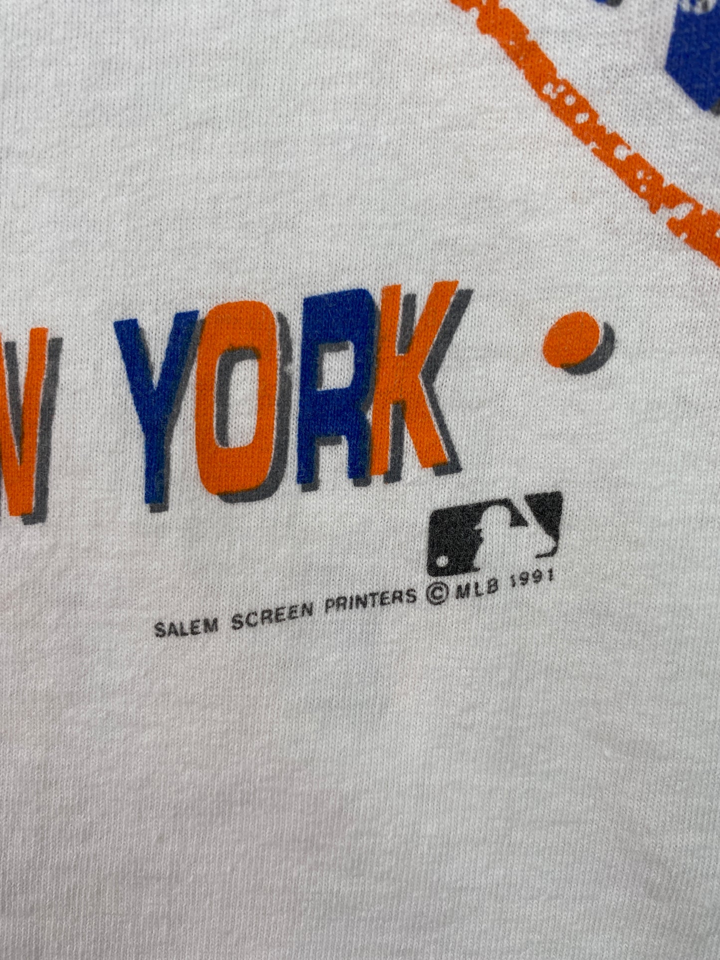1991 SALEM x NEW YORK METS Made in USA Size XL Vintage MLB T-Shirt / A7215