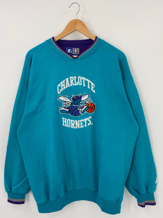 90’s STARTER x CHARLOTTE HORNET Size XL Vintage NBA Sweat shirt / K4879