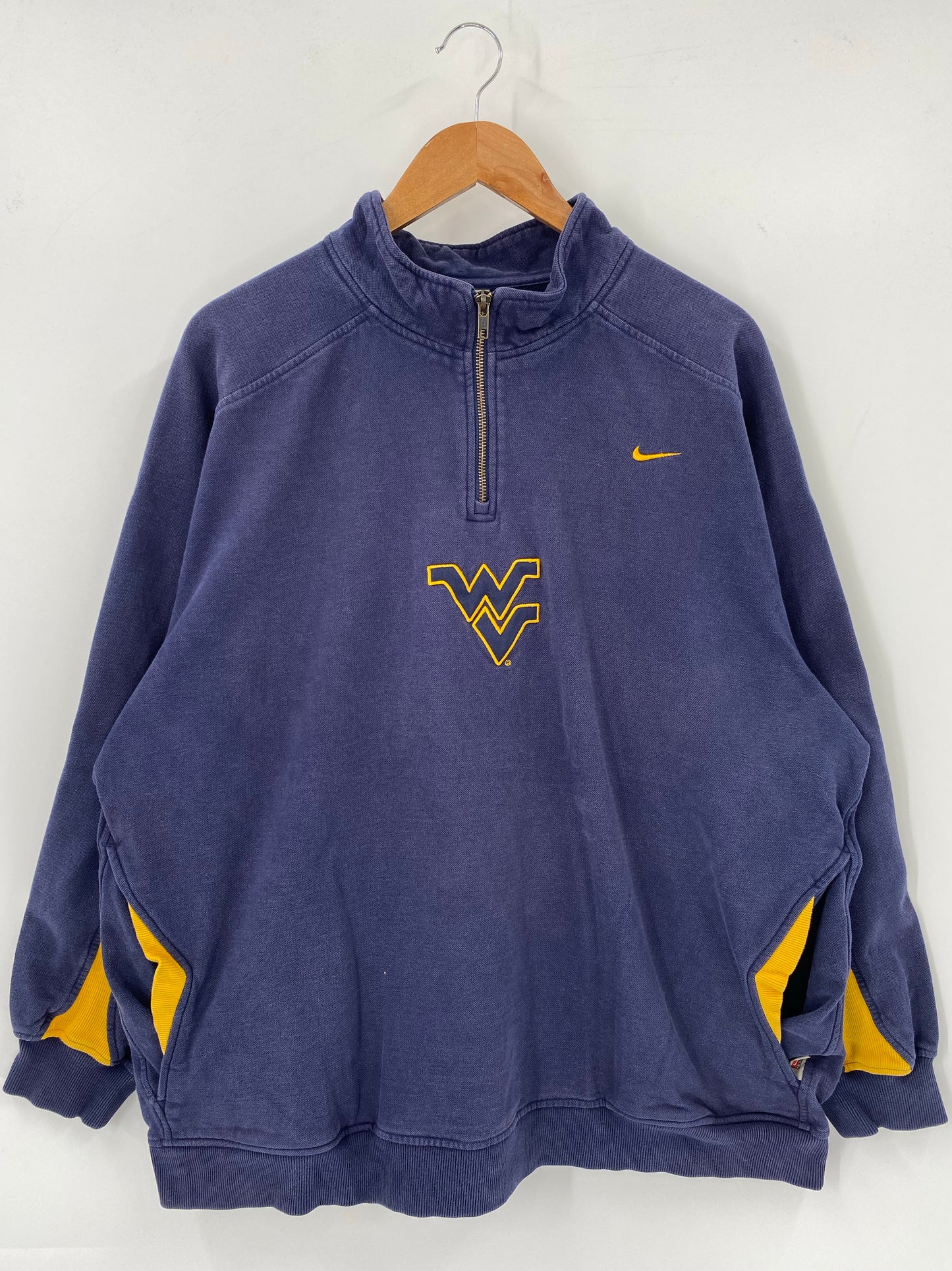 00' NIKE WEST VIRGINIA MOUNTAINEERS Size XXL Vintage Half Zip Sweat-Shirt / K4556