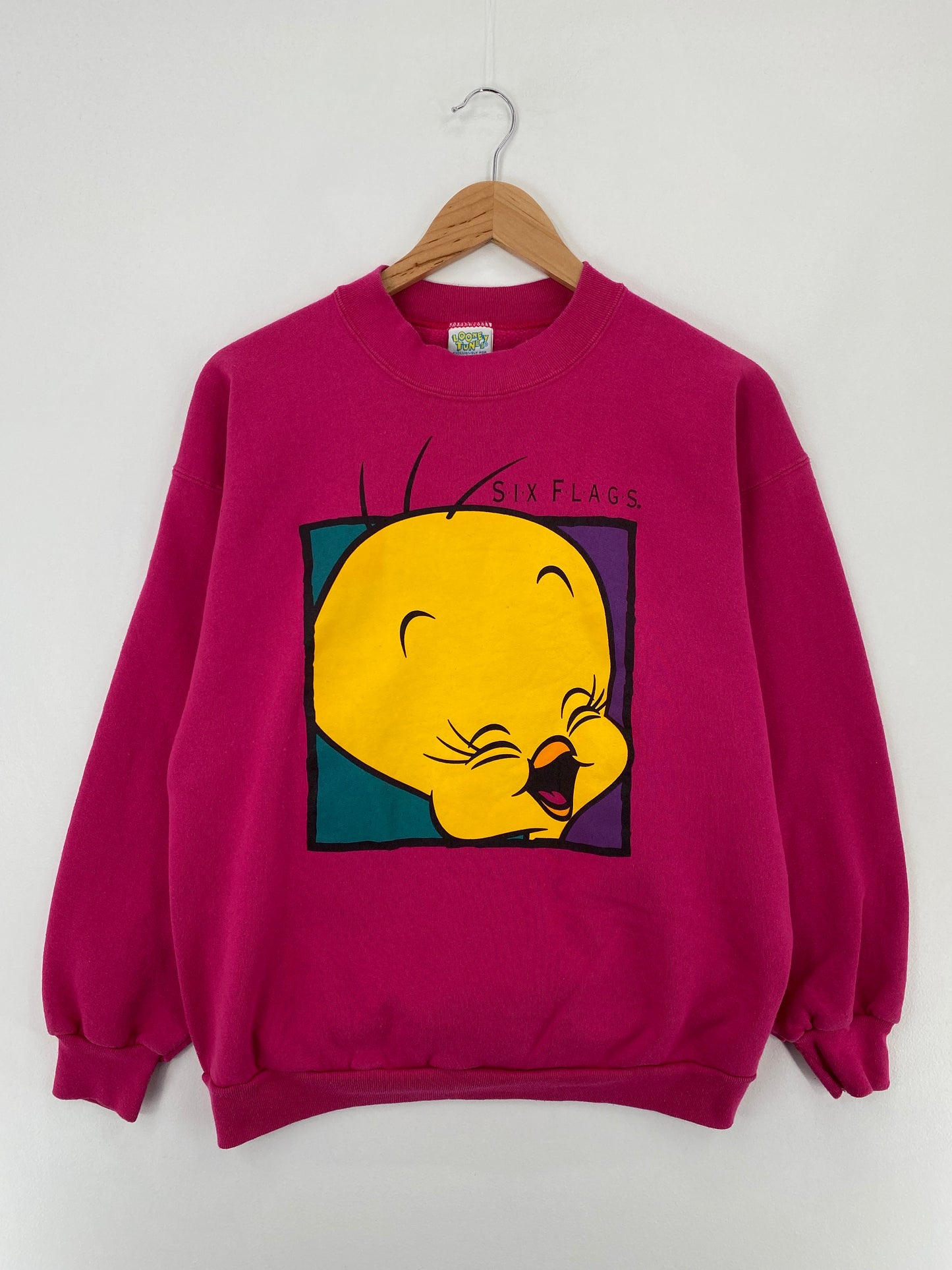 1991 LOONEY TUNES TWEETY Made in USa Size L Vintage Sweat-Shirt / E302