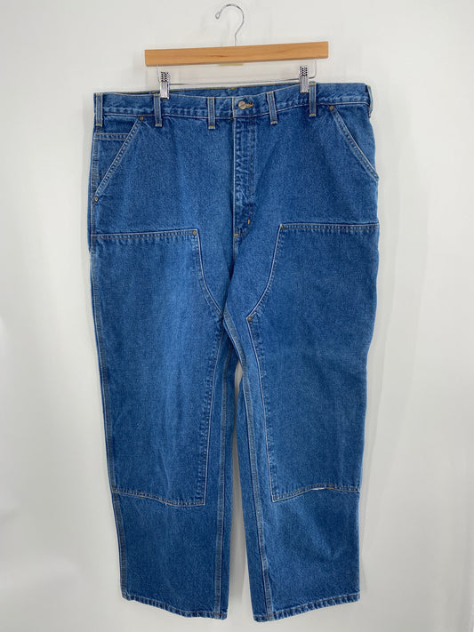 .Vintage CARHARTT Size W42xL30.5 Vintage Denim Double knee Duck Pants / A4408