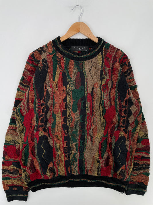 Vintage COOGI Style Made in USA Size XL Acrylic Knit Sweater / E3687K