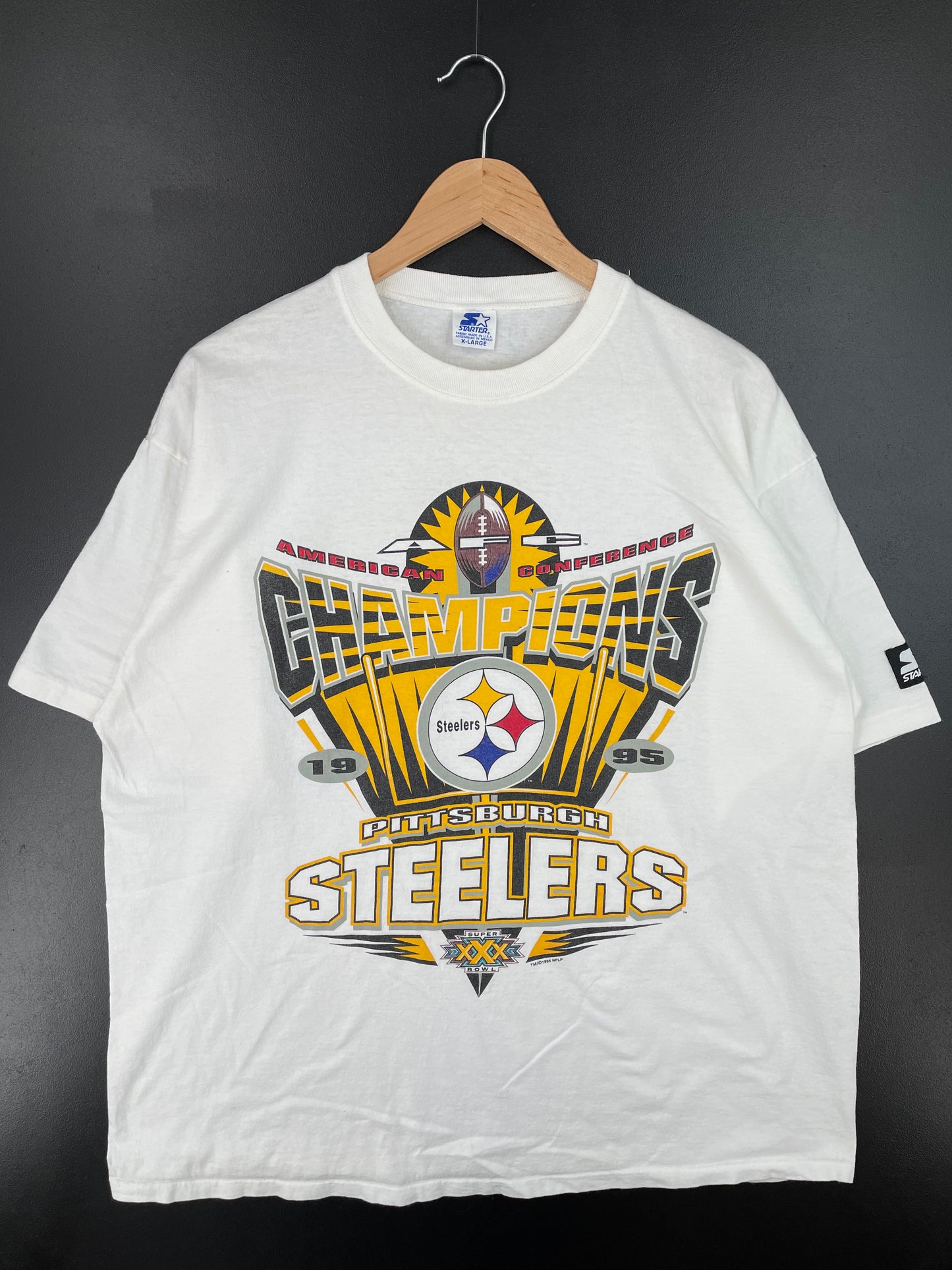 1995 STARTER x PITTSBURGH STEELERS Size XL Vintage NFL T-shirt / A1284