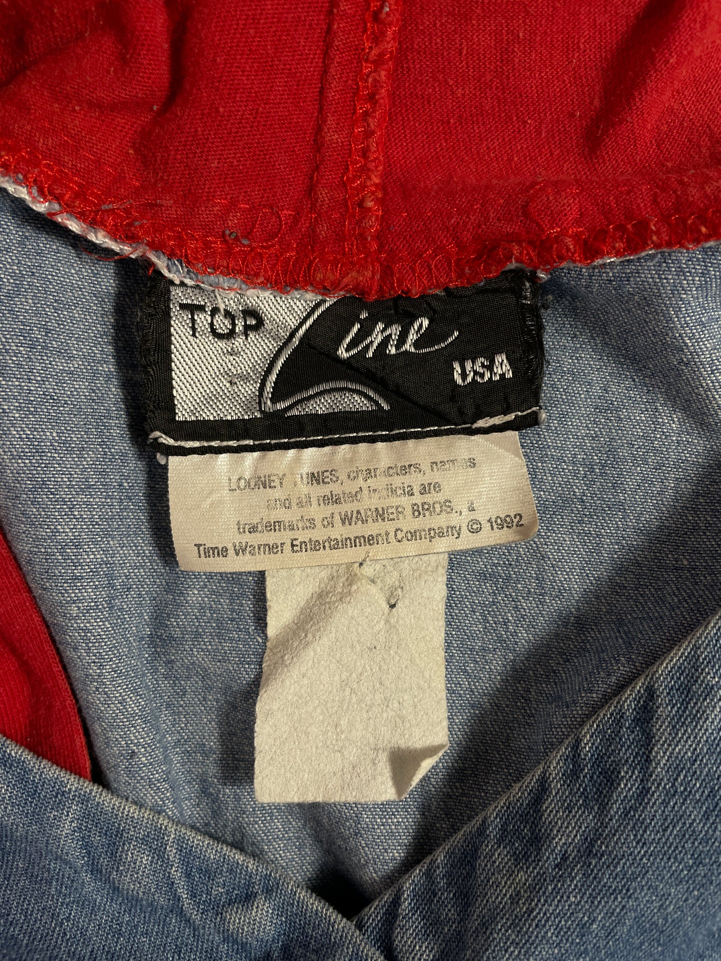 1992 LOONEY TUNES DAFFY DUCK Size Approx.XL Vintage Button down T-shirt / A4192