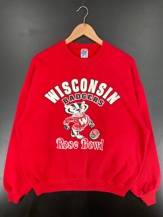 90’s WISCONSIN BADGERS ROSE BOWL Made in USA Size XL Vintage College Sweat-shirt / A483