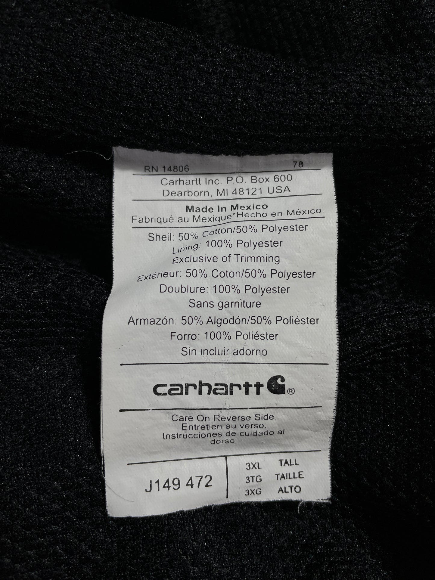 .Vintage CARHARTT Size XXXL Zip-up Hoodie Sweat-Shirt / E4361S