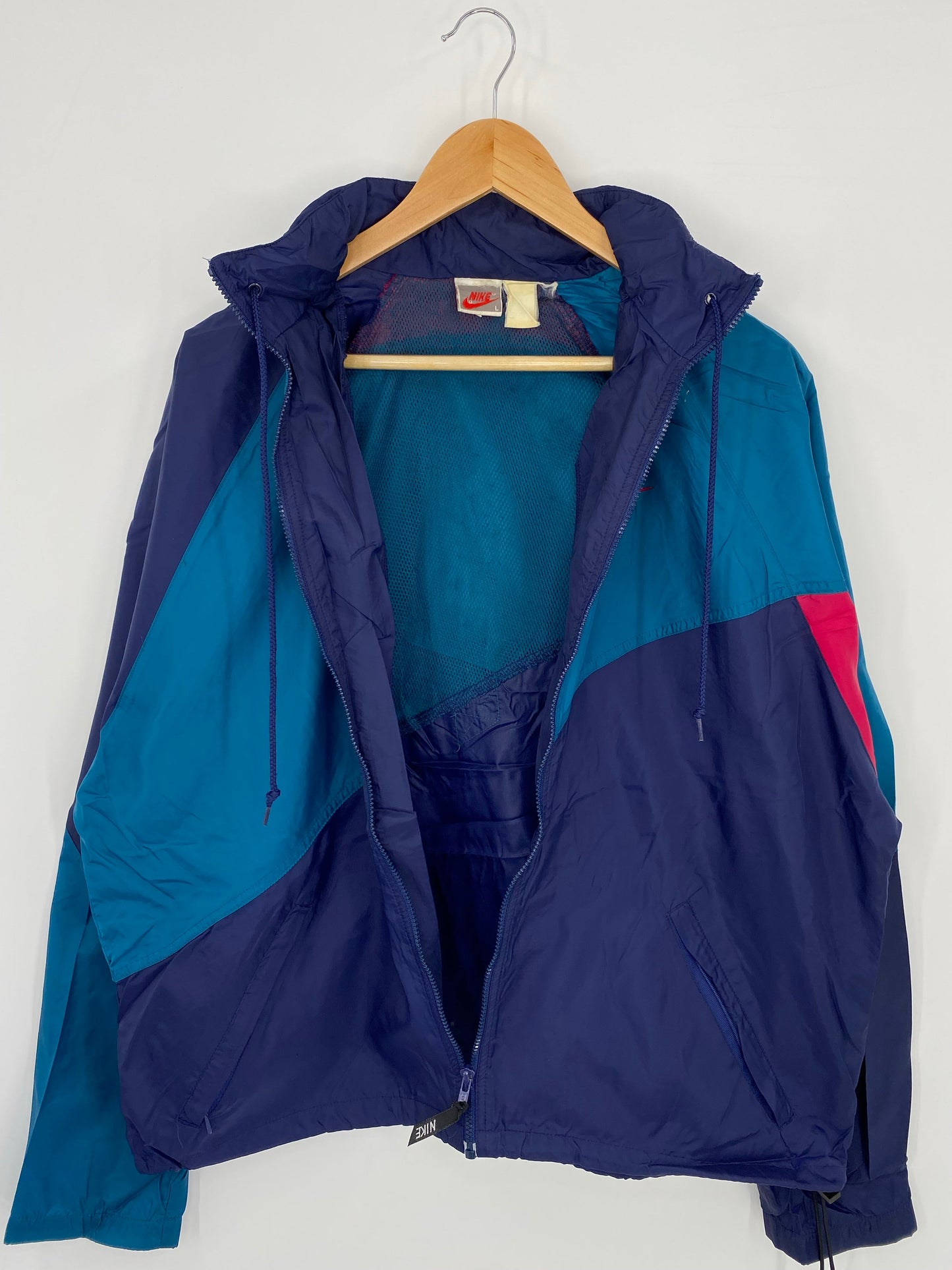 .90’s NIKE Silver Tag Size L Vintage Zip-up Nylon Jacket / A8207