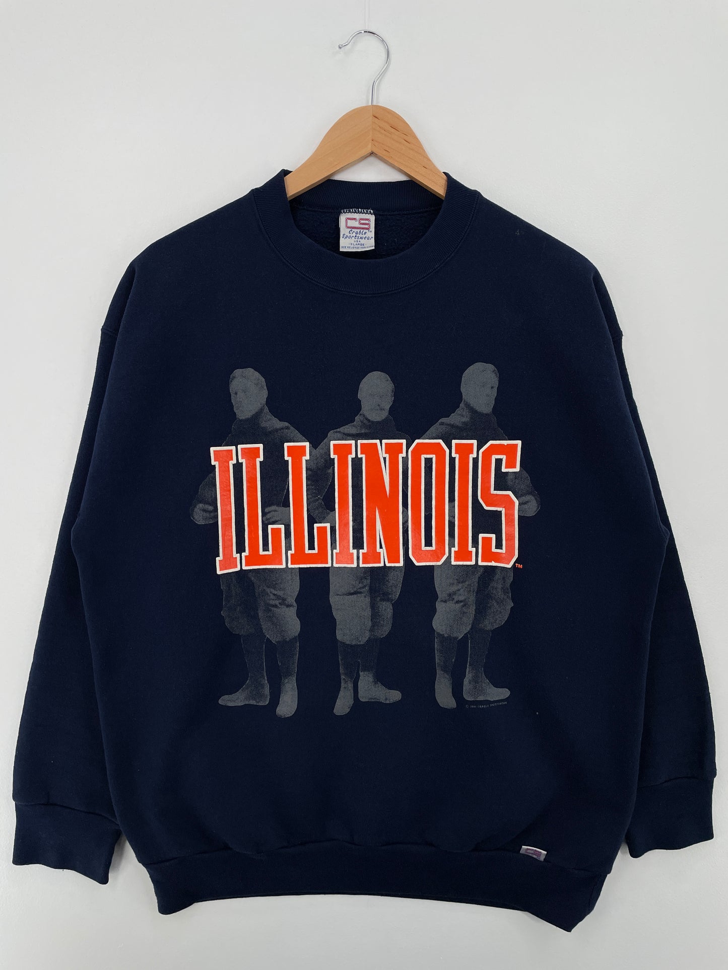 1991 ILLINOIS Size XL Vintage College Sweat-shirt / A8357