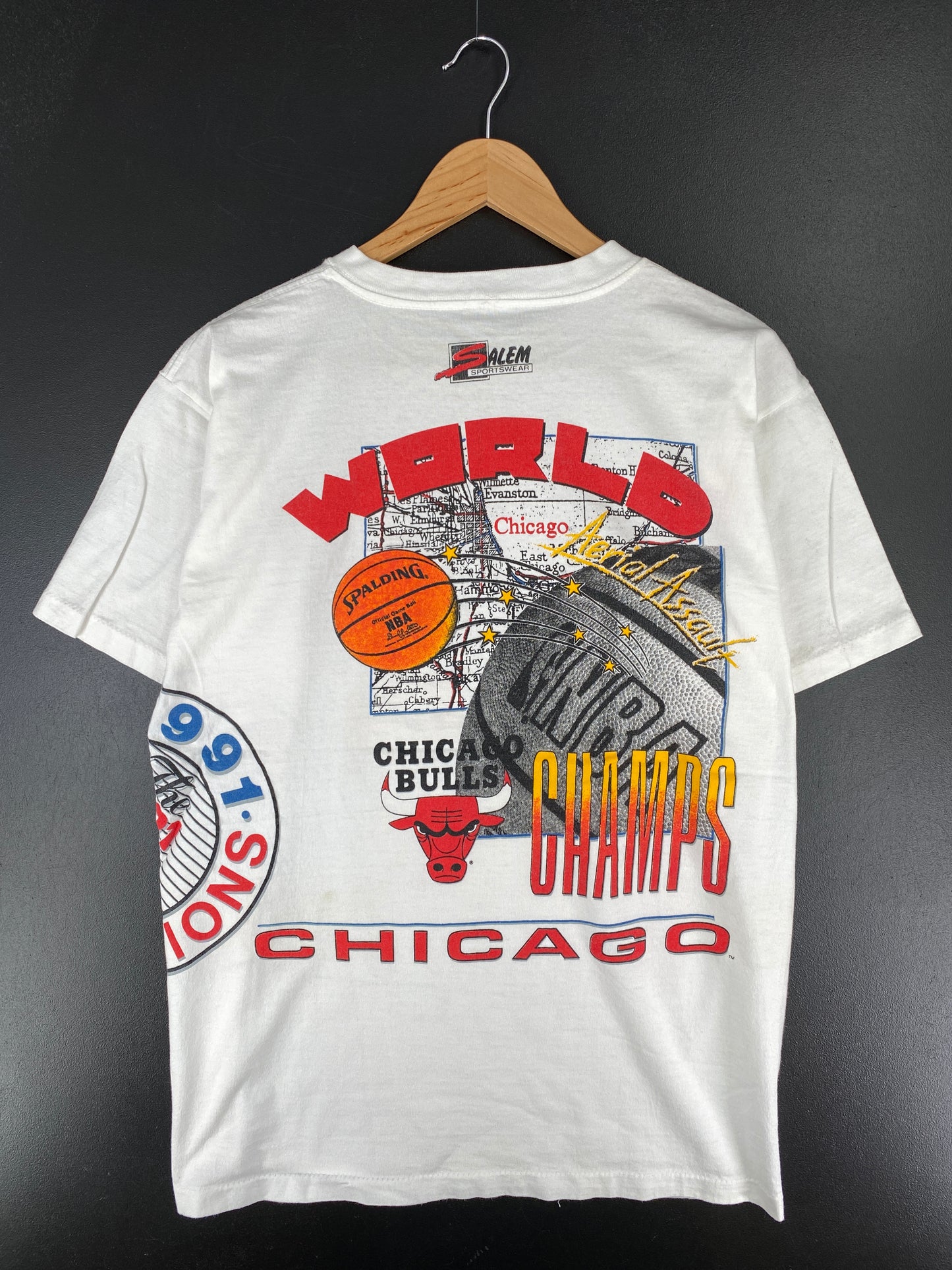 1991 SALEM CHICAGO BULLS (No tag) Approx. Size XL Vintage NBA T-Shirt / A4832
