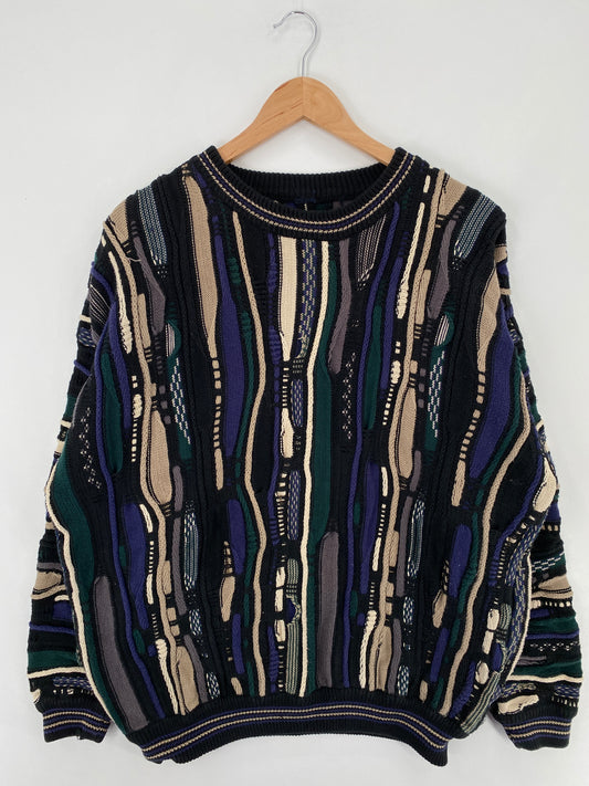 Vintage 3D COOGI-Style Size Approx.XL Knit Sweater / E254