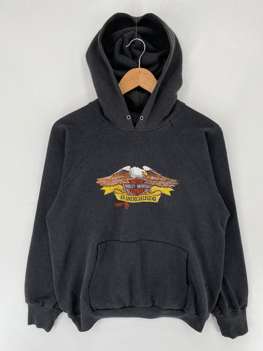 1988 HARLEY DAVIDSON 3D EMBLEM Size L Vintage Zip Up Sweat-shirt / E6367S