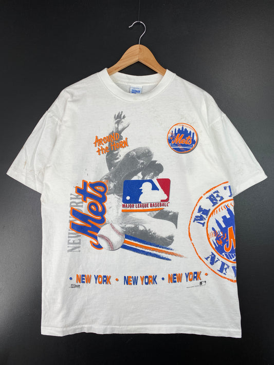 1991 SALEM x NEW YORK METS Made in USA Size XL Vintage MLB T-Shirt / A7215